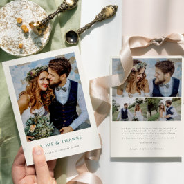 Tarjeta De Agradecimiento Elegantes Fotos Modernas Guión Amor & Gracias Boda