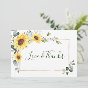 Tarjeta De Agradecimiento Elegantes girasoles eucalipto verde