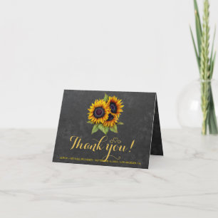 Tarjeta De Agradecimiento Elegantes girasoles rústicos caen gracias boda