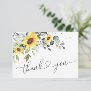 Tarjeta De Agradecimiento Elegantes girasoles verde eucalipto