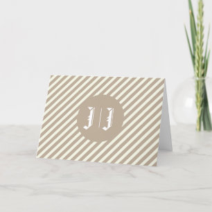 Tarjeta De Agradecimiento Elegantes Iniciales de Tan y Monograma Blanco