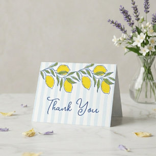 Tarjeta De Agradecimiento Elegantes limones dibujados a mano rayas azules ve