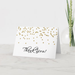 Tarjeta De Agradecimiento Elegantes lunares blancos y dorados ¡Gracias!