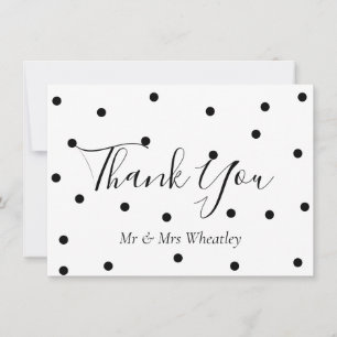 Tarjeta De Agradecimiento Elegantes lunares en blanco y negro Gracias