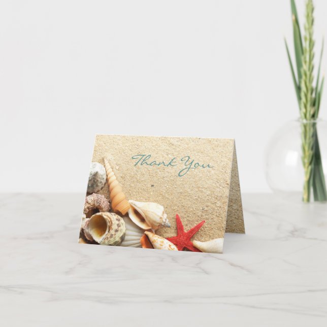 Tarjeta De Agradecimiento elegantes marejadas oceánicas boda playa gracias (Anverso)