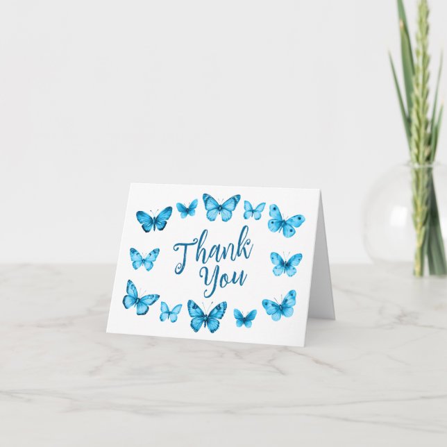 Tarjeta De Agradecimiento Elegantes Mariposas Fiesta de Regalos para Novia P (Anverso)