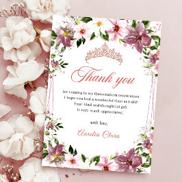 Tarjeta De Agradecimiento Elegantes mariposas florales de Quinceañera