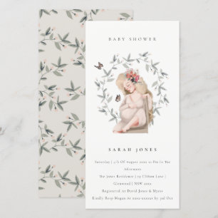 Tarjeta De Agradecimiento Elegantes mujeres esperadas follaje Invitan a Baby