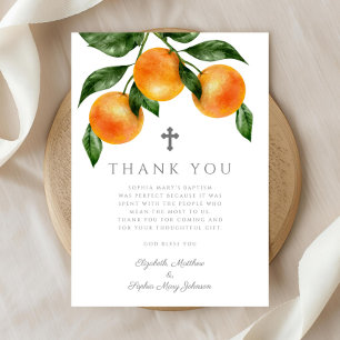 Tarjeta De Agradecimiento Elegantes Naranjas Chica bautismo