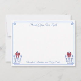 Tarjeta De Agradecimiento Elegantes Navidades azules rojos ducha de novia