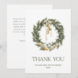 Tarjeta De Agradecimiento Elegantes Navidades bohemias Pine Wreath Company