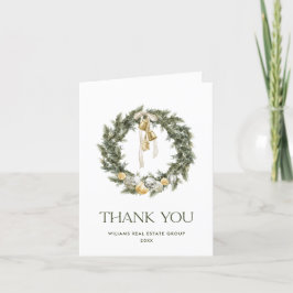 Tarjeta De Agradecimiento Elegantes Navidades bohemias Pine Wreath Company