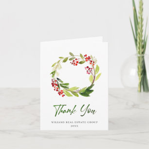 Tarjeta De Agradecimiento Elegantes Navidades de guirnaldas rusticas saludan