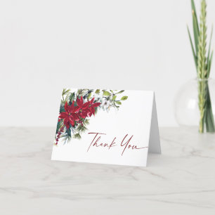 Tarjeta De Agradecimiento Elegantes Navidades de la Poinsettia Roja Boda Inv