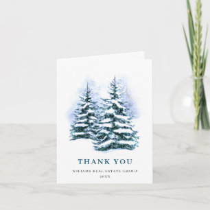 Tarjeta De Agradecimiento Elegantes Navidades de Pino Tree vacaciones corpor