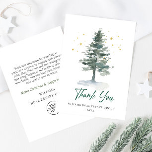 Tarjeta De Agradecimiento Elegantes Navidades de Pino Tree vacaciones corpor