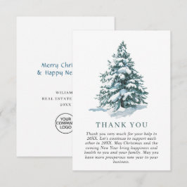 Tarjeta De Agradecimiento Elegantes Navidades de Pino Tree vacaciones corpor