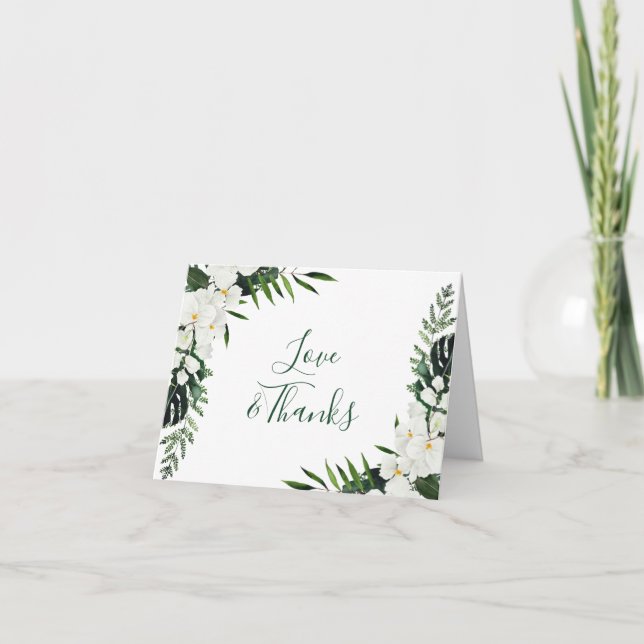 Tarjeta De Agradecimiento Elegantes orquídeas blancas Boda floral bohemio (Anverso)