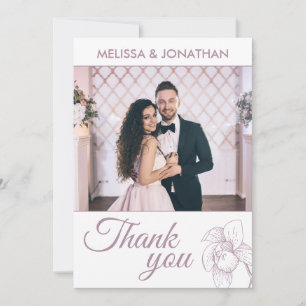 Tarjeta De Agradecimiento Elegantes orquídeas floral moderna boda púrpura fo