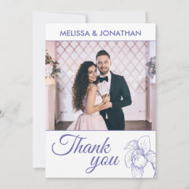Tarjeta De Agradecimiento Elegantes orquídeas floral moderna boda púrpura fo