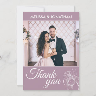 Tarjeta De Agradecimiento Elegantes orquídeas floral moderna boda púrpura fo