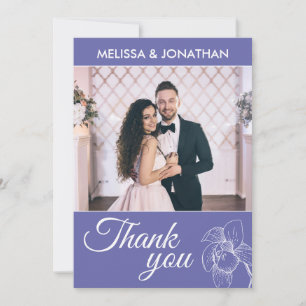 Tarjeta De Agradecimiento Elegantes orquídeas floral moderna boda púrpura fo