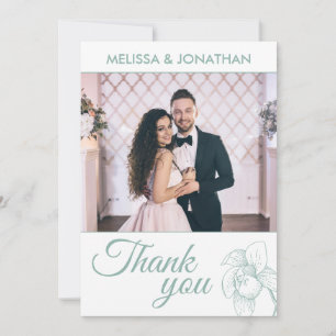 Tarjeta De Agradecimiento Elegantes orquídeas florales boda moderna verde fo