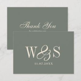 Tarjeta De Agradecimiento Elegantes parejas de novios iniciales