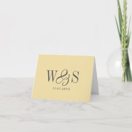 Tarjeta De Agradecimiento Elegantes parejas de novios iniciales en amarillo