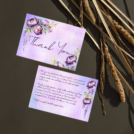 Tarjeta De Agradecimiento Elegantes peonías moradas glicina lila gracias