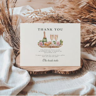 Tarjeta De Agradecimiento Elegantes Perlas y Bridal Shower de Prosecco