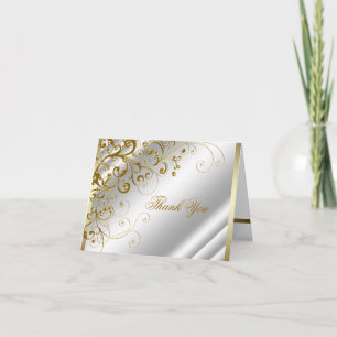 Tarjeta De Agradecimiento Elegantes remolinos de marfil y oro Gracias