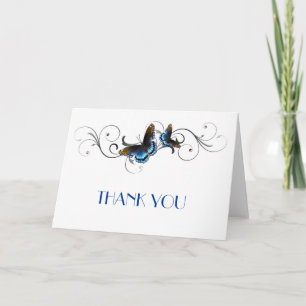 Tarjeta De Agradecimiento Elegantes remolinos florales de mariposa Gracias