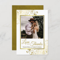 Elegantes rieles de oro en amor blanco y gracias B