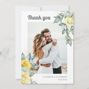 Tarjeta De Agradecimiento Elegantes rosas amarillas de vegetación floral fot