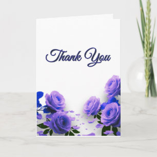 Tarjeta De Agradecimiento Elegantes Rosas Azules Simples Amor en Floración B