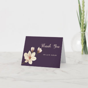 Tarjeta De Agradecimiento Elegantes Rosas de Magnolia Moda