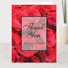 Tarjeta De Agradecimiento Elegantes rosas rojas flores rojas florales rojas