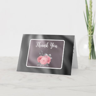 Tarjeta De Agradecimiento Elegantes Rosas Rosadas con Hojalata para Baby Sho
