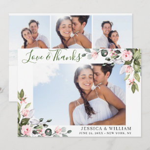 Tarjeta De Agradecimiento Elegantes Rosas Rosadas de Eucalipto 4 FOTO