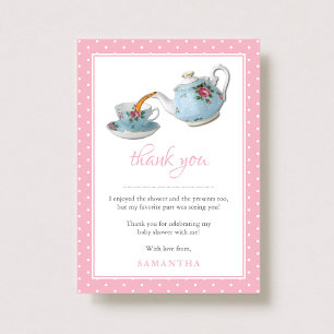 Tarjeta De Agradecimiento Elegantes teacups Baby Shower Tea Fiesta