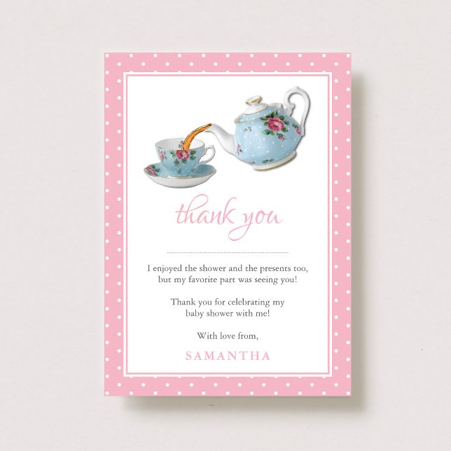 Tarjeta De Agradecimiento Elegantes teacups Baby Shower Tea Fiesta (Subido por el creador)