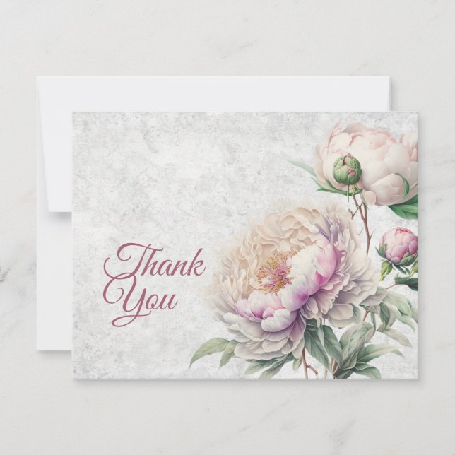 Tarjeta De Agradecimiento Elegantes tonos rosa y blanco floral (Anverso)