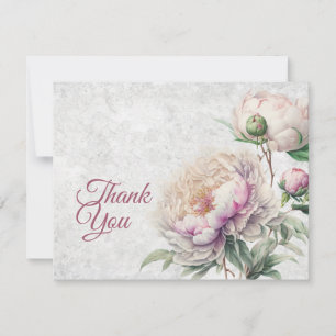 Tarjeta De Agradecimiento Elegantes tonos rosa y blanco floral