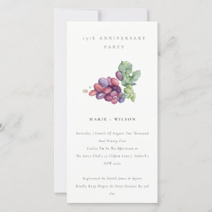 Tarjeta De Agradecimiento Elegantes Uvas Leafy Invitan a cualquier Aniversar