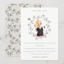 Tarjeta De Agradecimiento Elegantes y elegantes mujeres Foliage Baby Shower