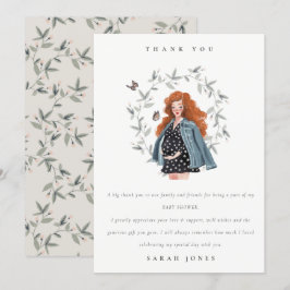 Tarjeta De Agradecimiento Elegantes y elegantes mujeres Foliage Baby Shower