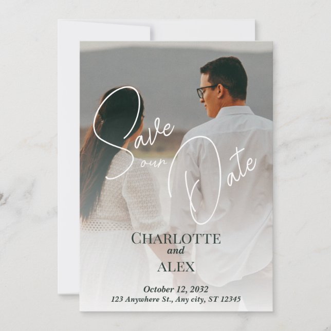 Tarjeta De Agradecimiento Elegent Save the Date Announcement (Anverso)