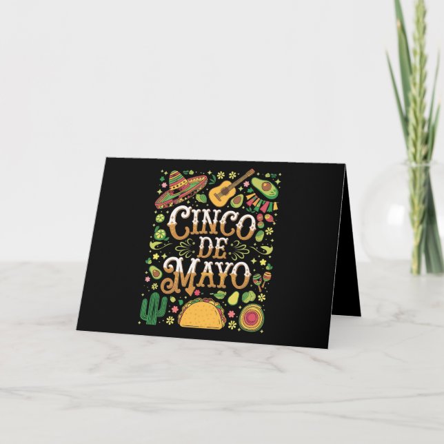 Tarjeta De Agradecimiento Elementos Divertidos de Fiesta para Cinco De Mayo (Anverso)