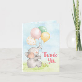 Tarjeta De Agradecimiento Elephant Baby Girl Shower Gracias Cartas